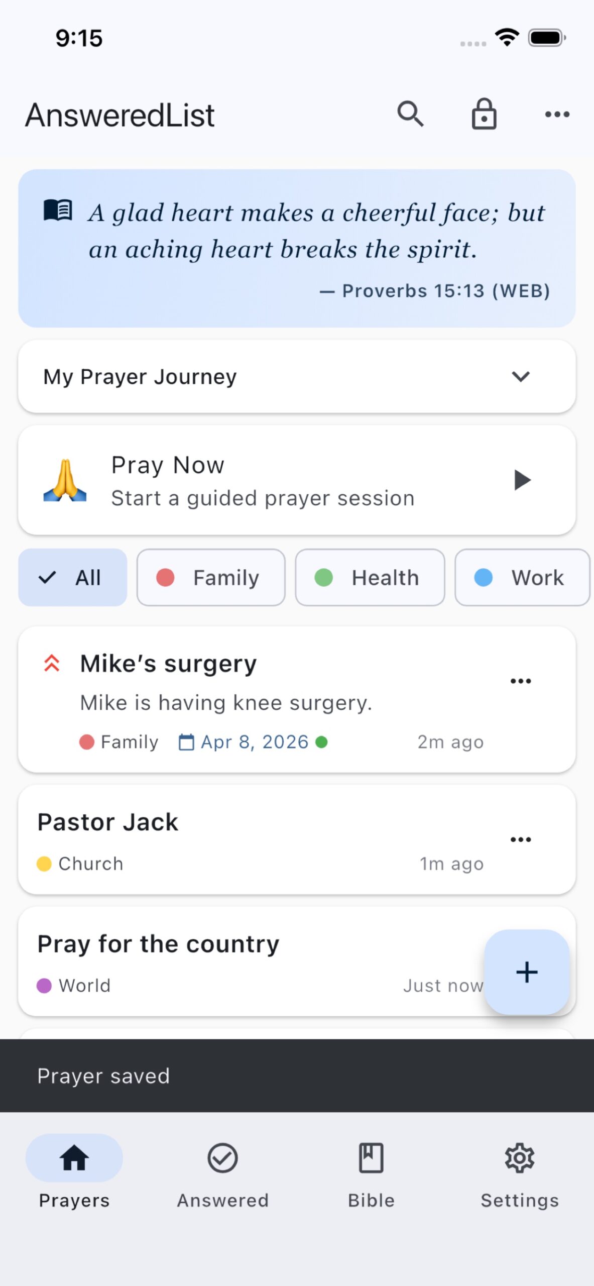 AnsweredList prayer journal